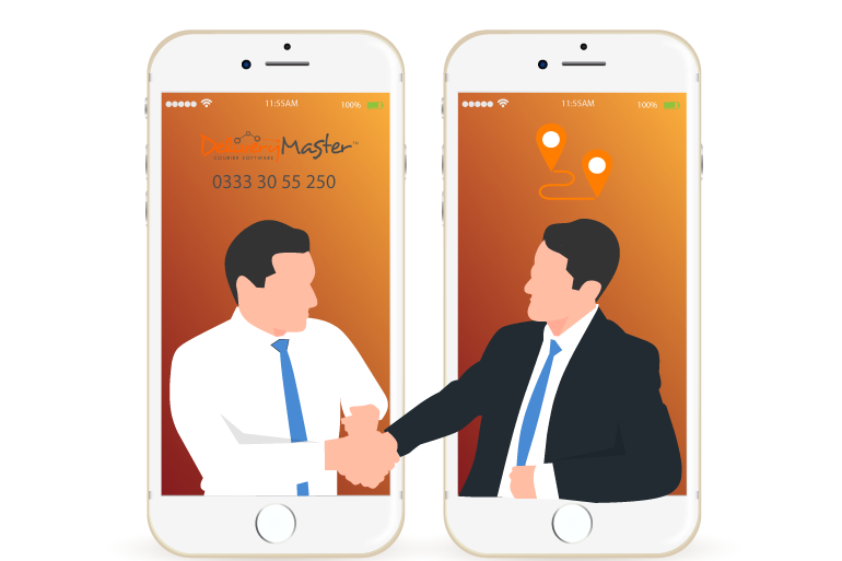two mobile phones and two businessman illustration